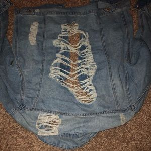 Oversized Distressed Jean Jacket